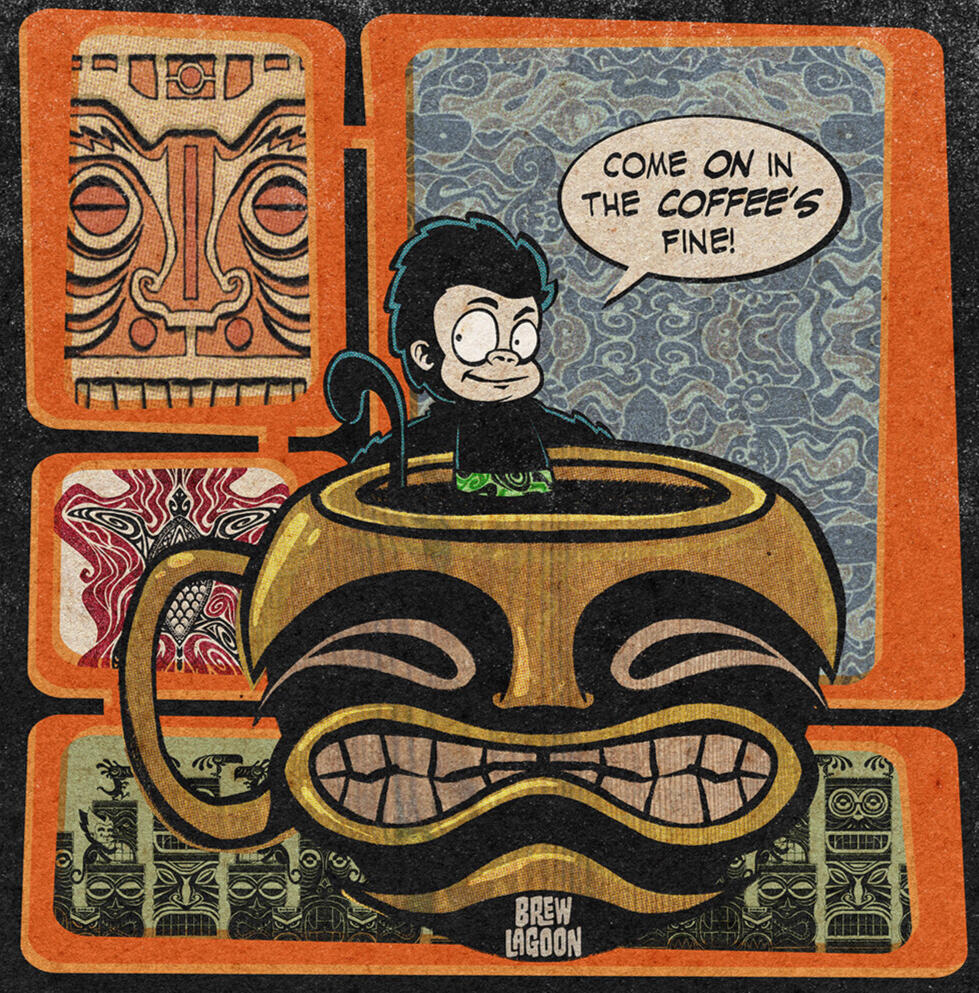 Coffee Monkey is a giant Tiki mug hot tub full of coffee