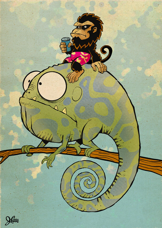 Badmonkey hopes for a cupholder on his noble lizard